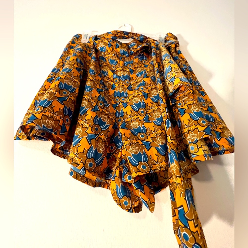 ASOS High Waist Floral Shorts - Orange and Blue